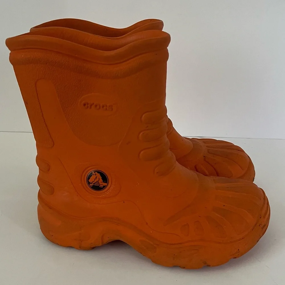 Crocs Kids Orange Georgia Rain Outdoor Boots Size 1